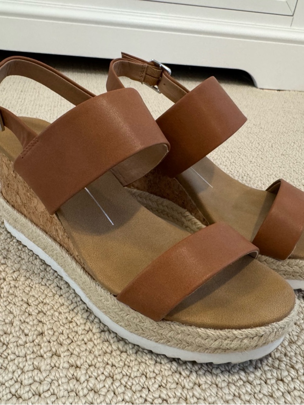 Report | Light Brown Leather Espadrille Wedge Sandals
